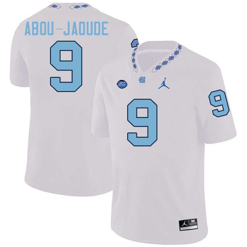 #9 Melkart Abou-Jaoude North Carolina Tar Heels College Football Jersey Stitched-White